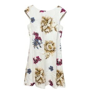 Ann Taylor Cream Dress with Floral Accents
